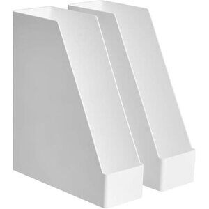 Desk Organizer Magazine Rack Plastic 2 Pack White Office Storage Desktop Holder